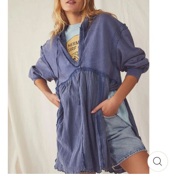 FREE PEOPLE SUNDAY MORNING HOODIE TOP XSmall - Picture 1 of 10